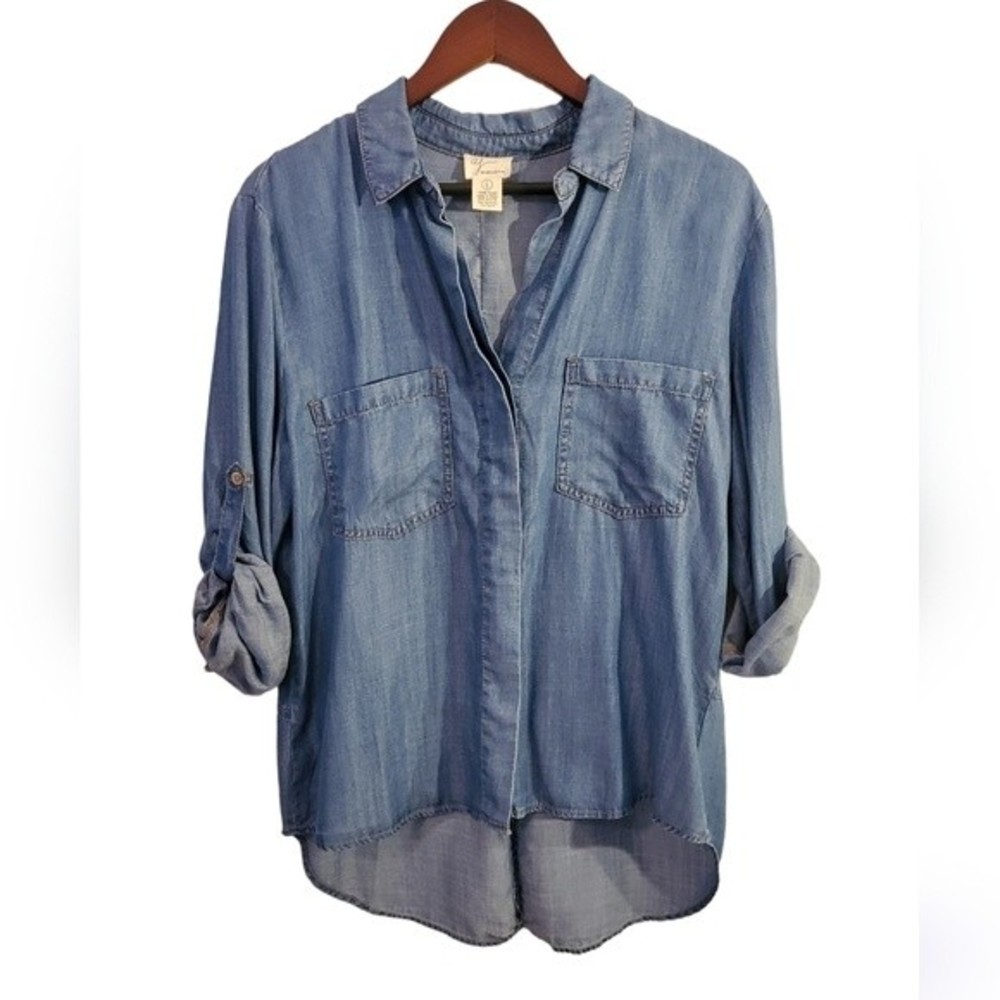 Andrea Jovine denim button down, blue, size Large